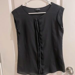 The Limited Black Semi Sheer capped sleeve shirt